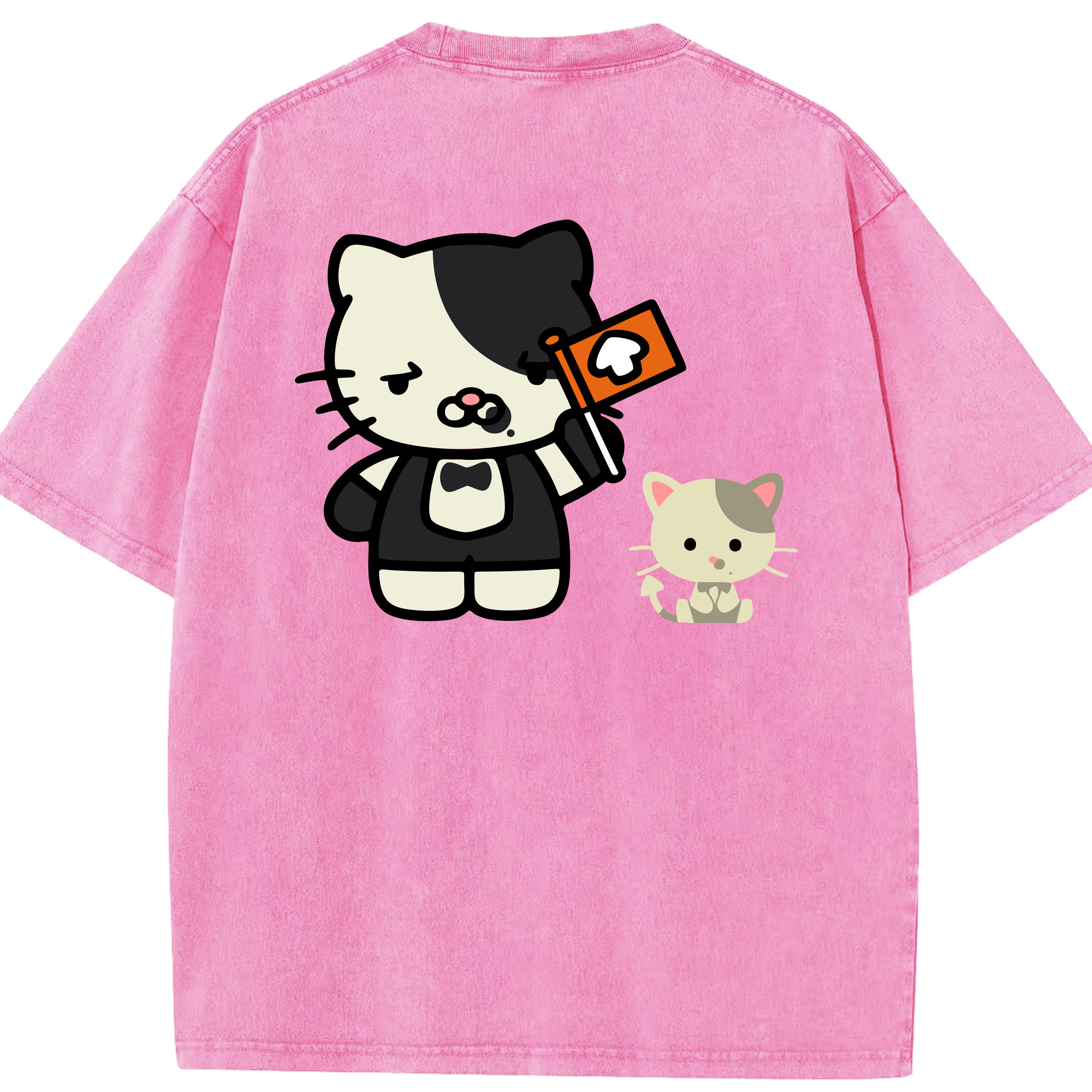 （画像用） Hello Kitty ハローキティ 綿100% ヴィンテージ風 半袖Tシャツ（背面プリント）